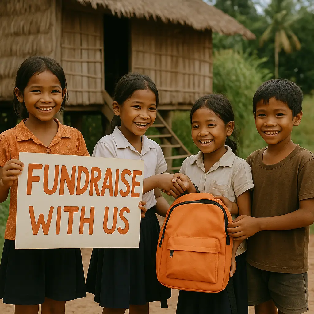 Cambodian children and families joining hands to fundraise for education and protection