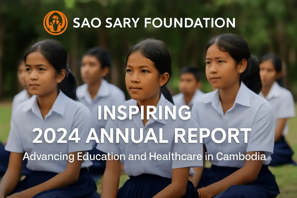 SSF staff and students celebrating milestones featured in the 2024 annual report, showcasing community impact across Cambodia