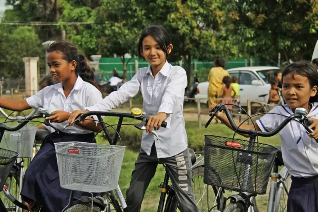 Prekyang School Bike to School Program 2006 bicycle distribution by Sao Sary Foundation in Kampong Speu Province